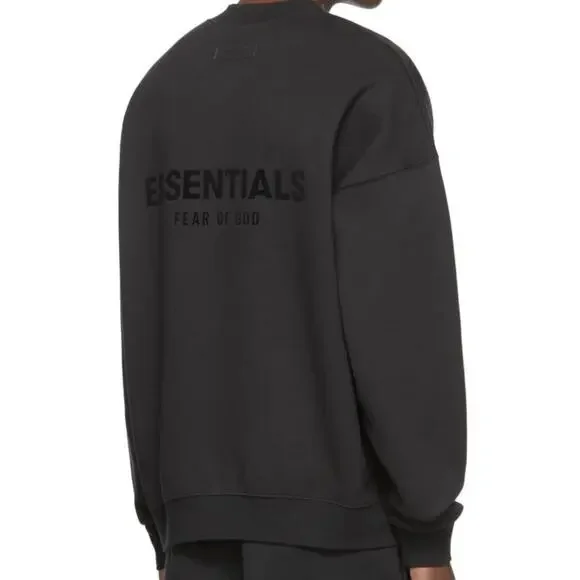 Fear of God Essentials Crewneck Sweatshirt Black Oversized L Logo - Picture 1 of 11
